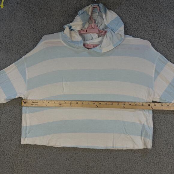 Blue White Striped Pajama Set Hoodie Top & Shorts Women’s FITSLIKE Medium Lounge - Picture 2 of 12